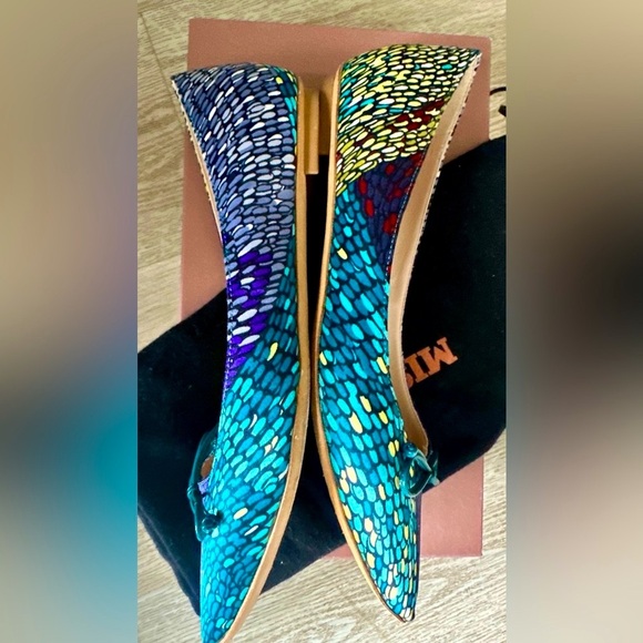 Missoni Silk Printed w Calskin Leather  Ballet Flats - Picture 6 of 11